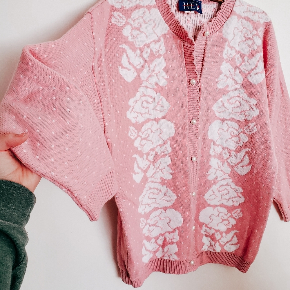 Vintage faux pearl button cardigan - Picture 4 of 6